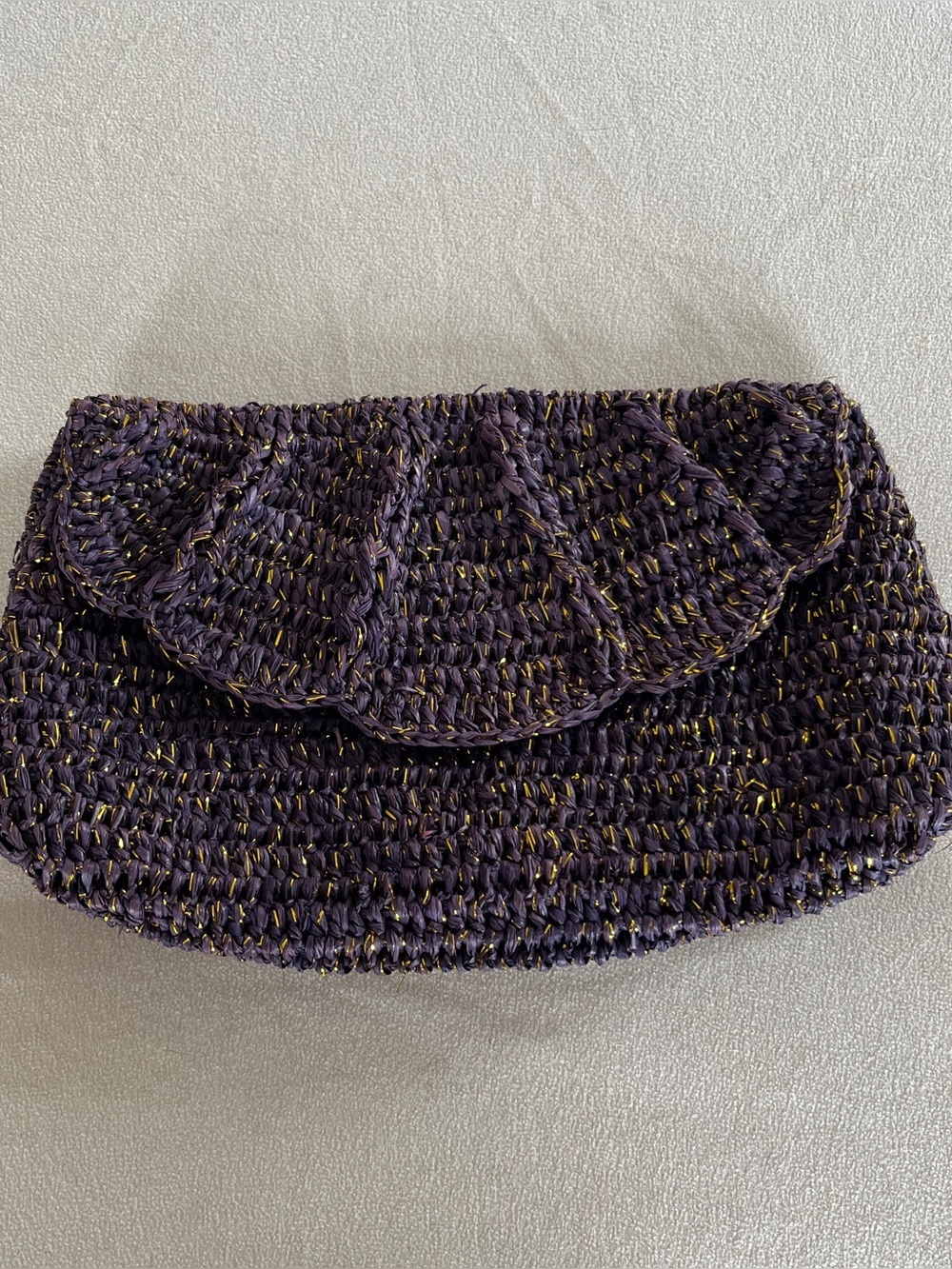 Mar Y Sol Purple Woven Clutch Raffia